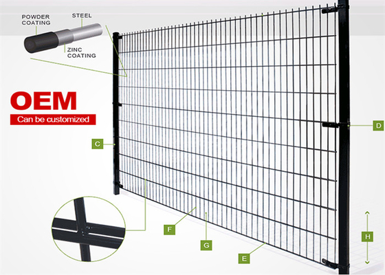 ダブルループワイヤーフェンシング 6/5/6mm 低炭素鋼 50x200mm メッシュ